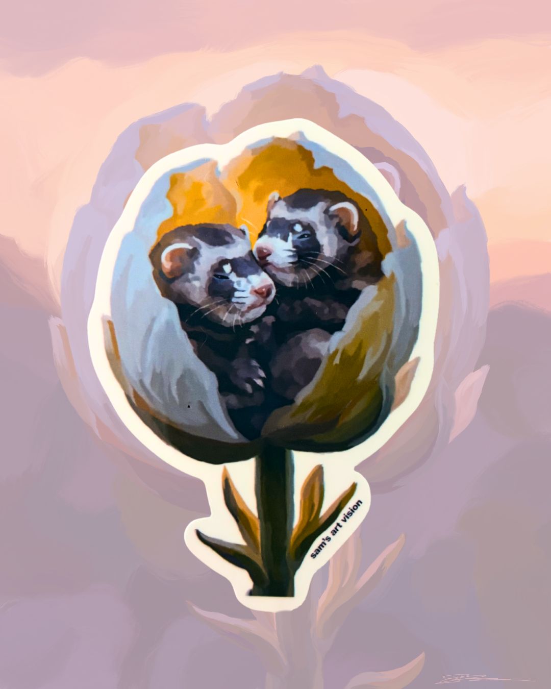 "Flowered Cuddles" Sticker